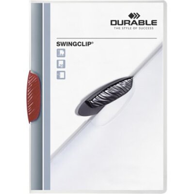 Durable SWINGCLIP® fascikla sa klipsom, PVC, transparentna, crvena klipsa, (226003)