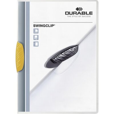 Durable SWINGCLIP® fascikla sa klipsom, PVC, transparentna, žuta klipsa (226004)