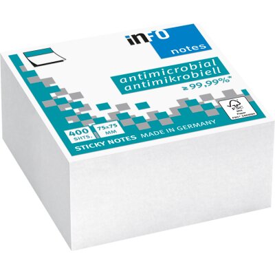 inFO Notes Antimicrobial  75/75 (5120-08) Cube 400 list FSC white